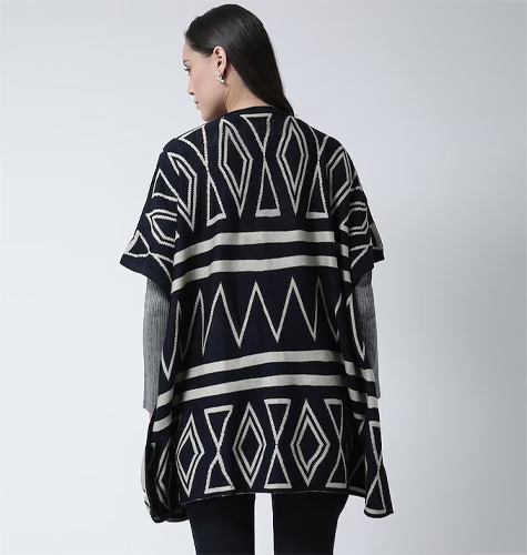 Printed Longline Acrylic Shrug